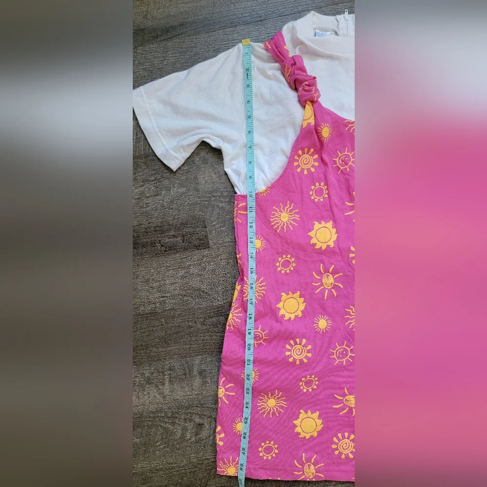 Vintg Early 90's Romper Girls 16/ Women's XS Pink w/90's Style Sun Built-in Tee - Picture 13 of 14